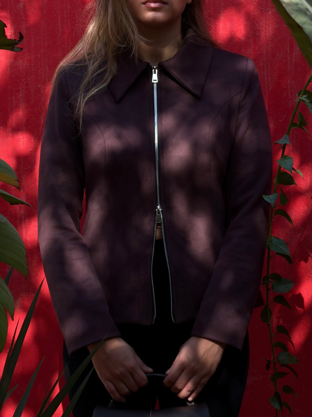 Fitted Suede Zip Jacket