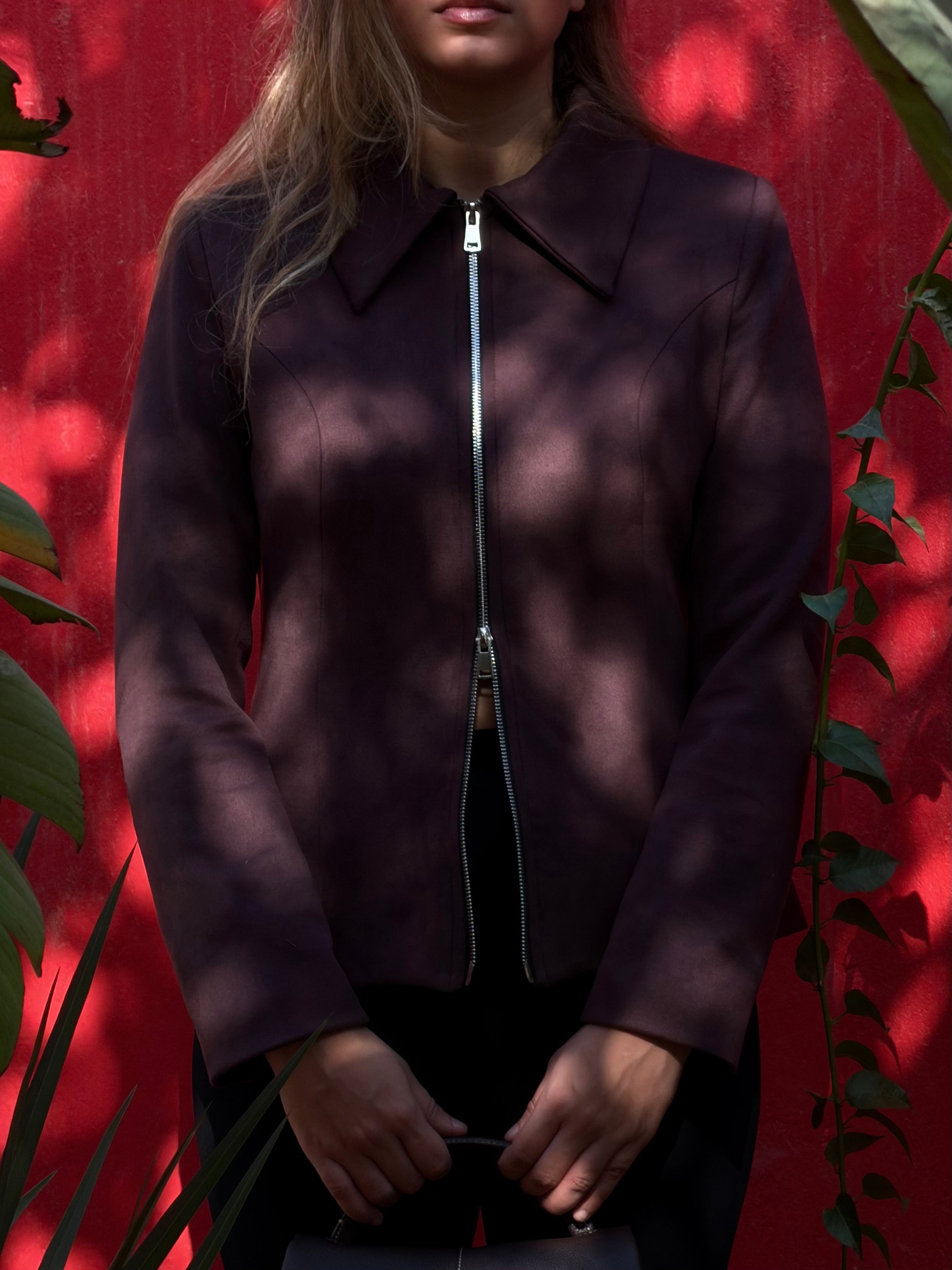 Fitted Suede Zip Jacket